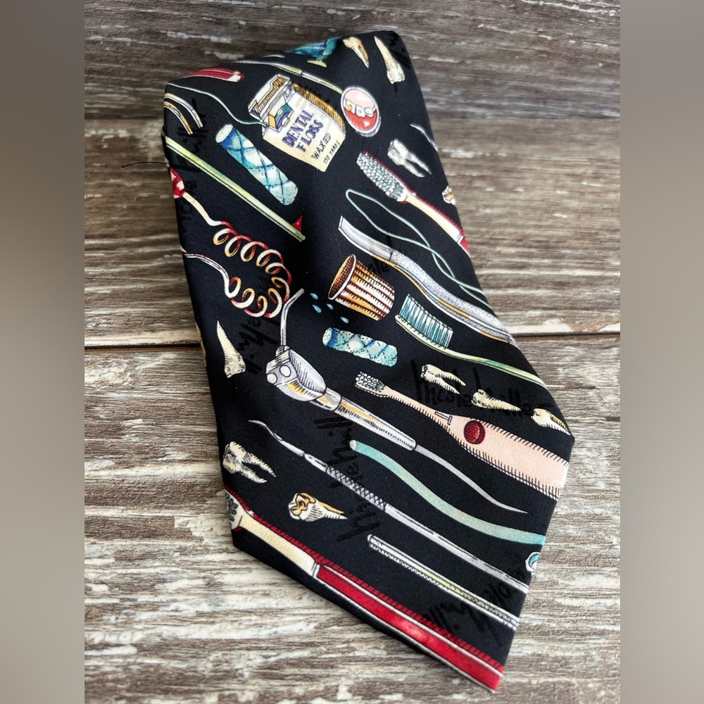 Nicole Miller necktie men’s formal wear tie vintage dentist hygienist dental